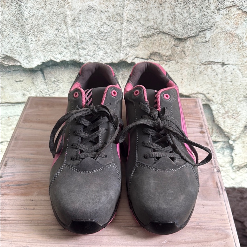 Puma Gray and Pink Suede Sneakers steel toe size 10. S37
